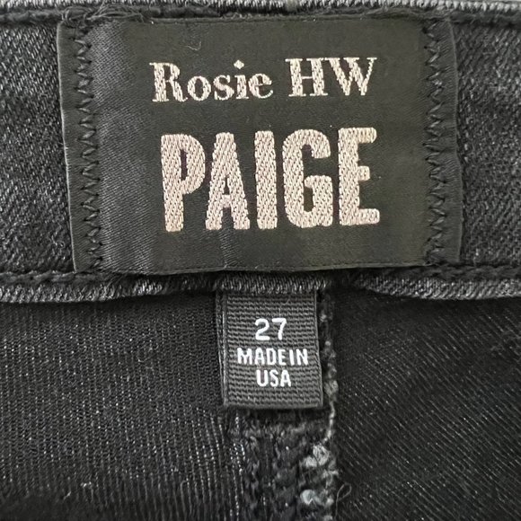 Paige Rosie HW Madeline Undone Hem Skinny Jeans Black Dusk size 27 - Picture 9 of 12